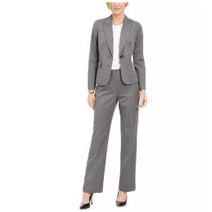 Le Suit One-Button Pinstriped Pantsuit